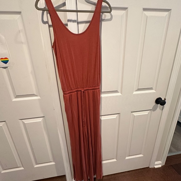 Athleta Drawstring Sleeveless Wide-Leg Coastal Romper in Rust/Brown | Size 0 - Picture 4 of 7